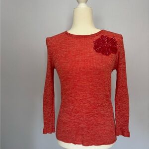 J. Crew Red Bell Sleeve Embellished Blouse